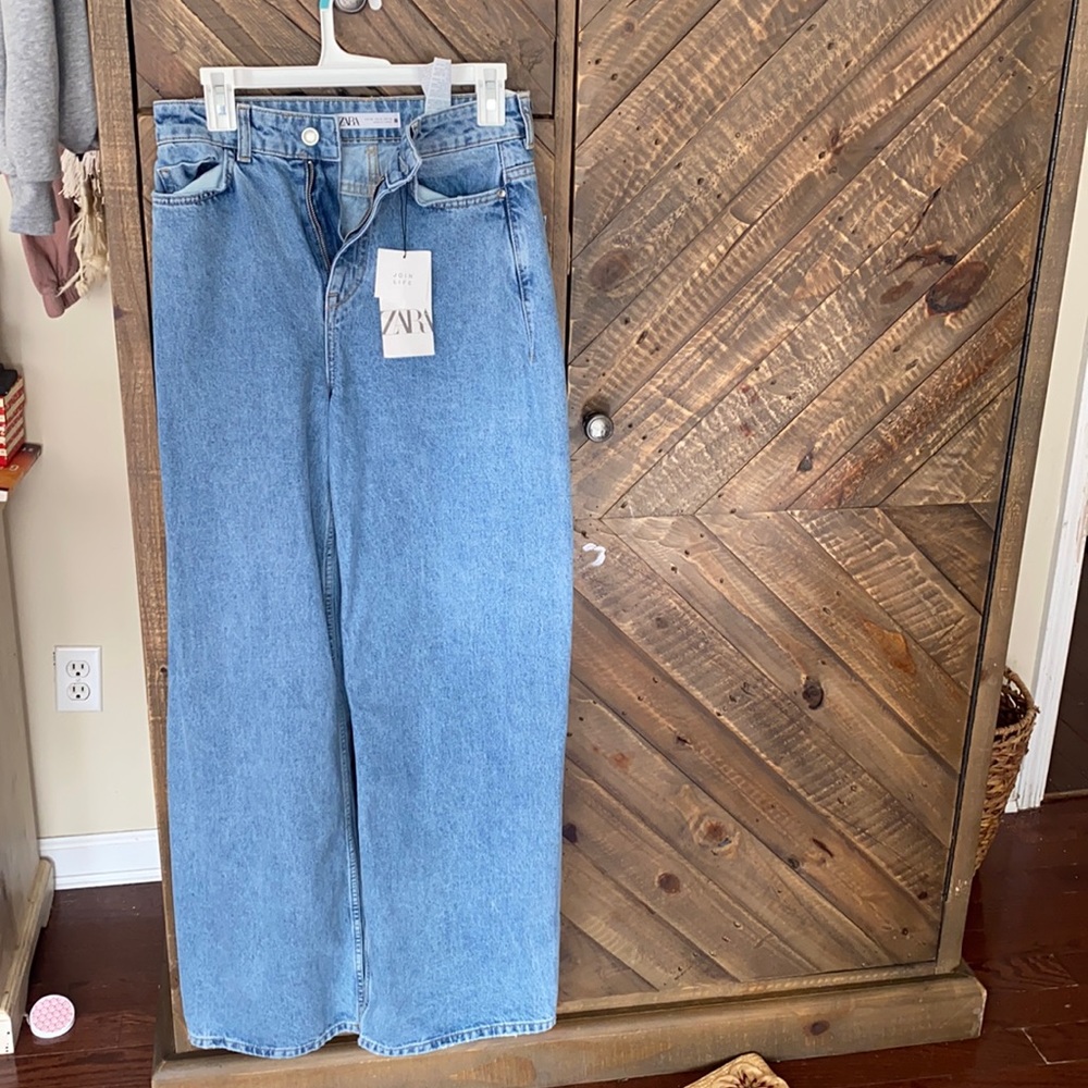 Zara hi rise wide leg jeans